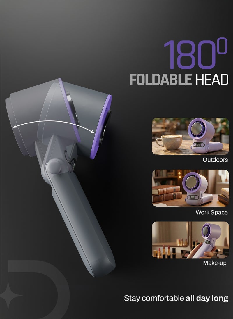 DOMESTICA Flö Portable Handheld Fan, 20000 RPM with IcyTouch™, 4000mAh USB Rechargeable Battery [Up to 12H], | Mini Pocket Hand Fan | Foldable Rechargeable Personal Fan, for Travel, Indoor & Outdoor Use Moon Berry - Image 5